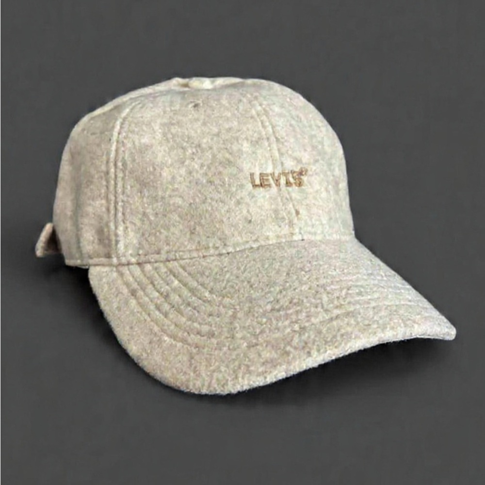 Levi’s Wool Look Beige Dad Hat - Adjustable Strap, Neutral Minimalist Cap